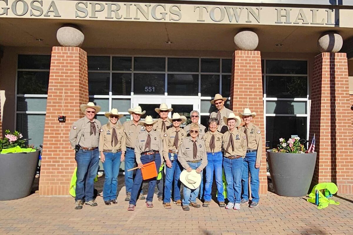 San Juan Rangers standing in front of Pagosa Springs Town Hall
